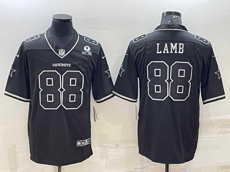 Men%27s Dallas Cowboys #88 CeeDee Lamb Black With 1960 Patch Limited Stitched Football Jersey